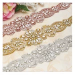 Silver,Gold,Rose Gold,Black Plating Bride Belt White Bridal Applique , Bridesmaid Belt Crystal Stone Applique