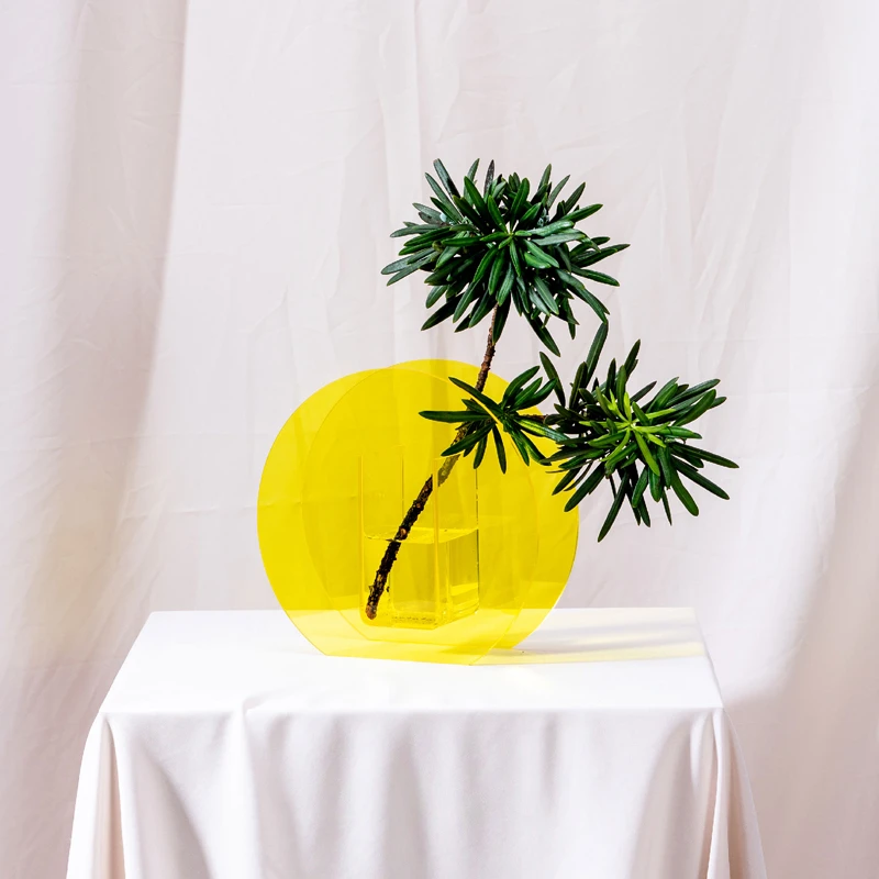 Single Flower Bling Bling Restaurant Table Durable Acrylic Flower Vase