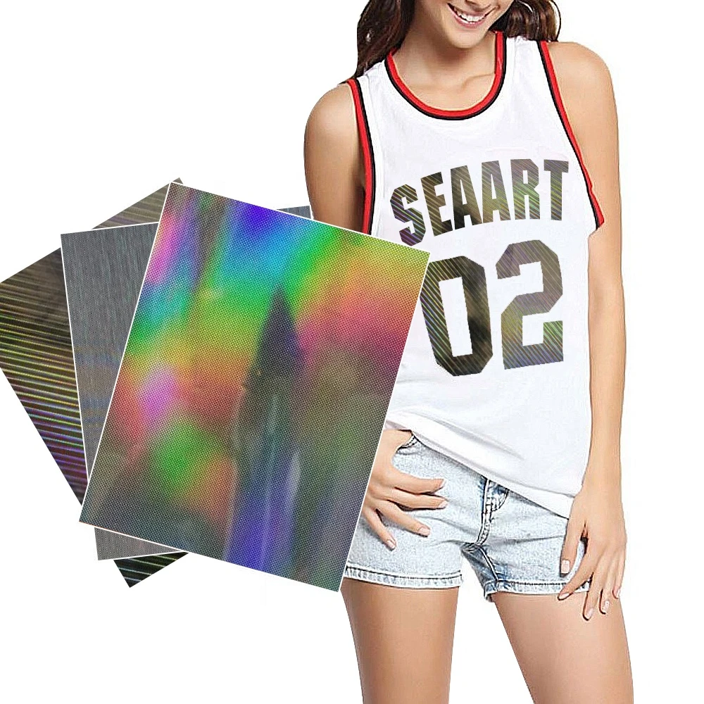 Special Unique Holographic Metallic Strips Pattern Heat Transfer Stretchy Film