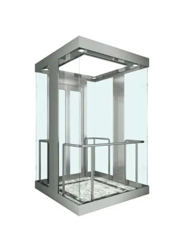 square outdoor VVVF Observation Lift Glass sightseeing elevator