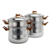 Stainless Steel Steamer Pot Double Boiler with Steel Lid