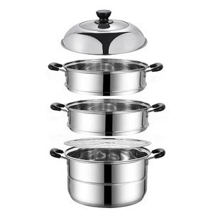 Stainless steel three layers large capacity noodle food cooking electric steamer pot