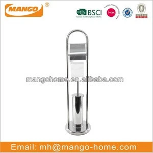 Standing Stainless Steel Toilet Paper Holder and Toilet Brush Holder