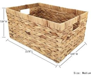 Storage Container, Natural Water Hyacinth Storage Bins Rectangular Basket,Arts and Crafts