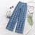 Import Summer Casual Plaid Straight Pants Women High Waist Street wear Trousers Preppy Style Long Pants from China