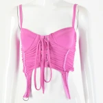 summer clothings 2021 sleeveless tank tops backless fashion hollow-out party club  lace tie up camis crop top women