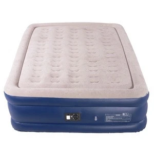 Sunshine Bedroom furniture indoor soft flocking cover PVC inflatable air bed mattress with built-in air pump