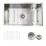 TASORO Handmade Apexx Single Bowl Square Sink Stainless Steel, Round drain hole, Straight corner(R0)