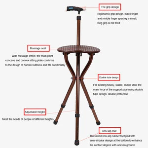 telescopic nordic pole multi-function orthopedic walking stick chair for old people