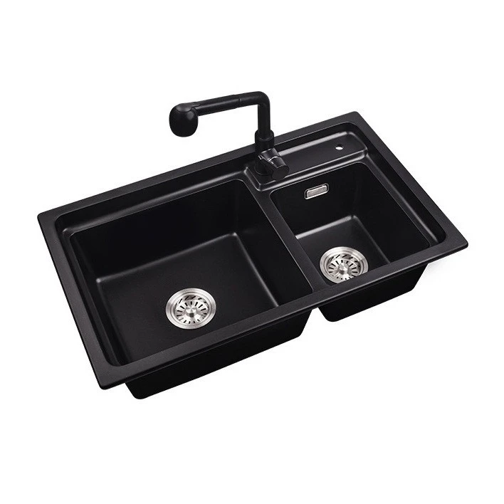 Top Quality Matte Black Quartz Composite Artificial Granite Kitchen Sinks