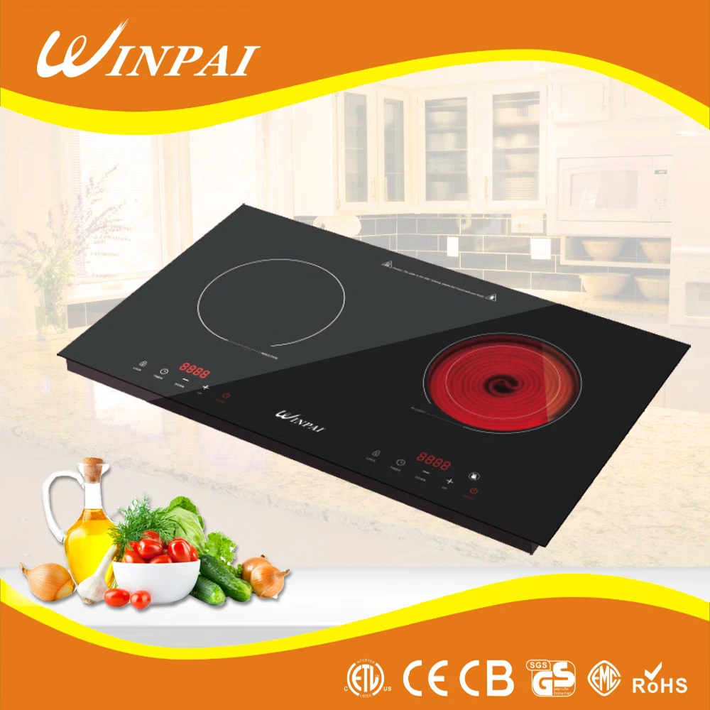 Two burners induction and ceramic infrared cooker stove built in type