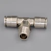 union tee metal pneumatic air quick fitting push in fitting brass metal standard auto parts truck parts accessory
