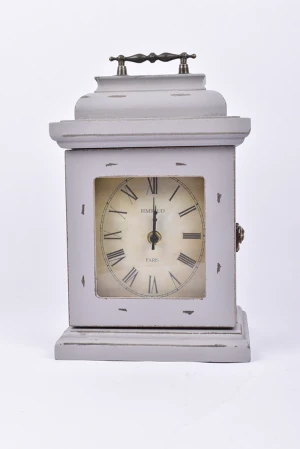 Unique Design Hot Sale Rustic White Rectangle Time Wooden Desk Clock