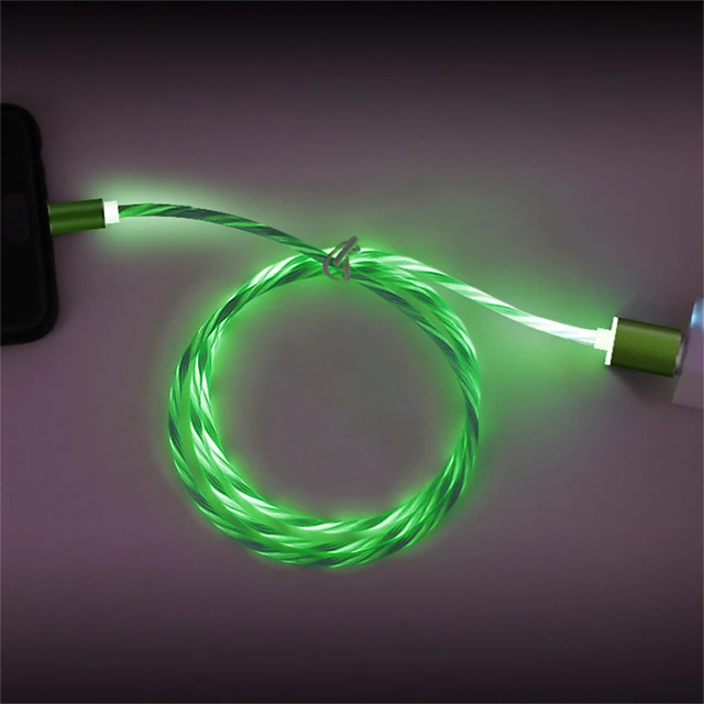 Usb Cable Settpower UC002 3 In 1 Light Usb Luminous Glow Flowing Mobile Phone Cable Wholesale Magnet Charger Cable
