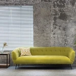 Velvet Fabric Living Room Sofa, Metal Leg Sofa Living Room Furniture, Modern Design Leisure Sofa Three Seater