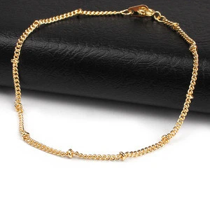 Vintage best quality simple real gold plated beaded anklet