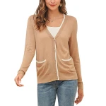 Vintage Ladies Knitted Cardigans Sweaters Women Long Sleeve V-neck Korean Office Fashion Slim Tops Cardigans 2021 Autumn Winter