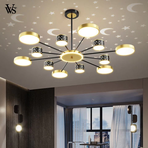 VVS New design black golden led iron modern home office living room luxury chandeliers light