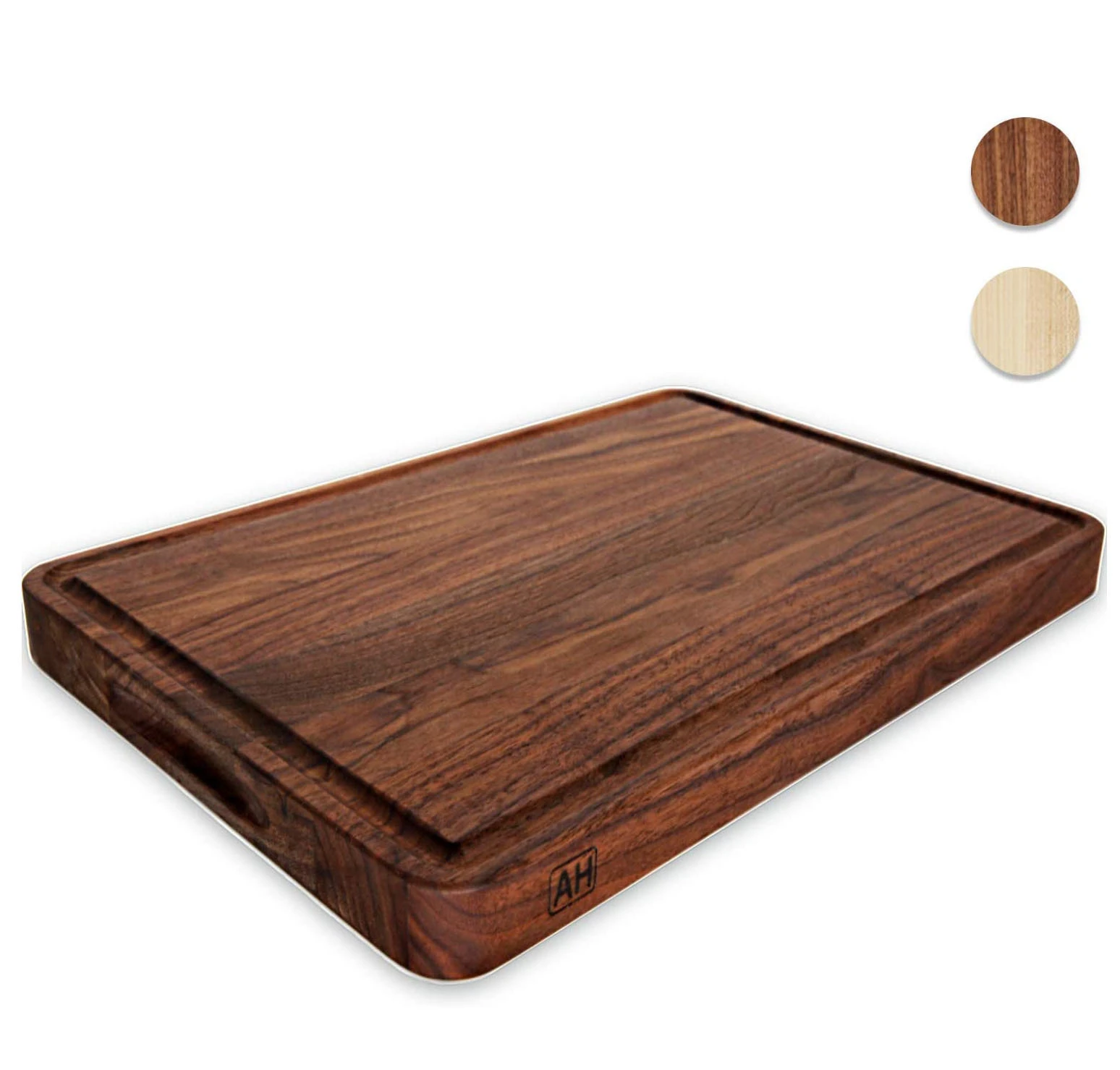 Walnut Wood Cutting Board Large Walnut 17x11 Inch Reversible with Handles and Juice Groove