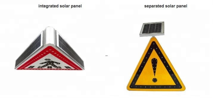 Waterproof solar panel powered road warning led flashing traffic warning signs