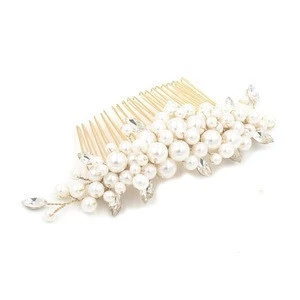 Wedding Hair Accessories gold Metal Haircomb crystal pearl Leaf Comb Clips hair headdress comb Women Hair jewelry