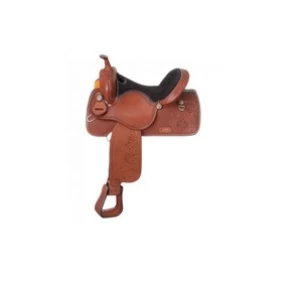 Western American Cowhide Tan Leather Barrel Racer Hand Tooled Saddle