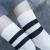 Import wholesale 100% cotton korean college style women thigh high stockings 2018 new design white stripe long stockings for girls knee from China