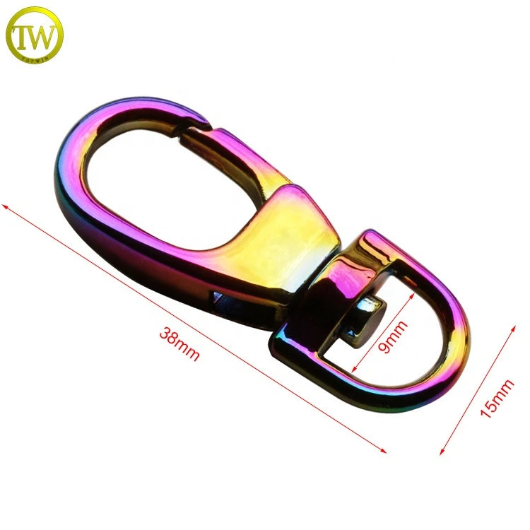 Wholesale alloy rainbow swivel dog hooks small decoration blank metal bag lobster clasps hook for hardware