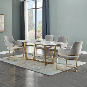 Wholesale chairs dining chairs modern luxury gold stainless steel metal frame legs beige velvet fabric dining chairs