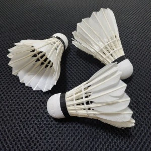 Wholesale cheap promotional 12 Pcs tube Durable Duck Feather Cork Wood Head  Badminton Shuttlecock