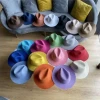 Wholesale Custom Logo Summer Panama Fedora Sombreros Straw Hat Wide Brim Roll up Beach Sun Straw Hat Women and Men