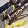 Wholesale Customized Logo Wood Clothes Non-slip Silver Flat Hook Suit Wooden Hanger
