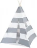 Wholesale Foldable Wide Gray Stripe Cotton Canvas Play Toy Teepee Tent For Kids