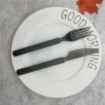 Wholesale high quality black ps Knife for cake fruit long handle dinner fork knife sets