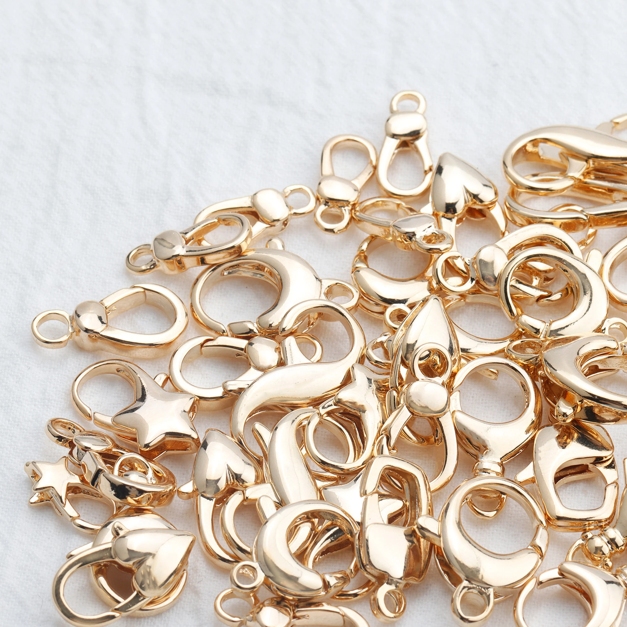 Wholesale high quality lobster clasp hooks 18K gold plated necklace bracelet jewelry making accessories,M824,10 pcs/lot