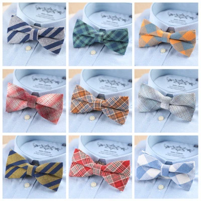 Wholesale Men&#x27;s bow tie Korean fashion casual bow cotton cloth tidal striped collar flower bow tie