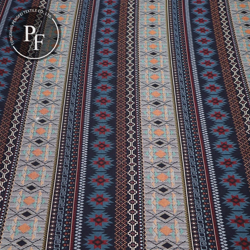 Wholesale polyester jacquard woven fabrics dye Ikat stock fabric