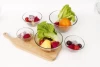 Wholesale Promotions Wave Strip  5 Pcs Fruit Glass Salad Bowls Set With Lid Glass Container Keep Fresh Bowls