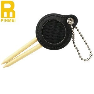 Wholesale PU Leather Golf Tee Holder With Marker Holder Golf Tee &amp; Ball Marker Holder