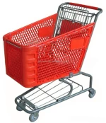 Wholesale Quality Supermarket Shopping Steel Mesh Plastic Trolley Cart