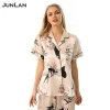 Wholesale Womens Classic Satin Pajamas Set Girls Long Sleeves Sleepwear Silk Nightgown