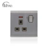 Wholesales Factory  British standard 86*86 mm stainless steel faceplate 13A flat 3 pin plug  switched socket with indicator neon