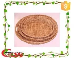 Wicker crafts simple oval corn husk food seed egg holder tray with handle