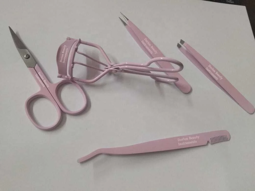 Women Fashion Stainless Steel Multi-function Beauty Tools Ladies Eyelash Curler Applicator Eyebrow Tweezers Scissors Set Kit