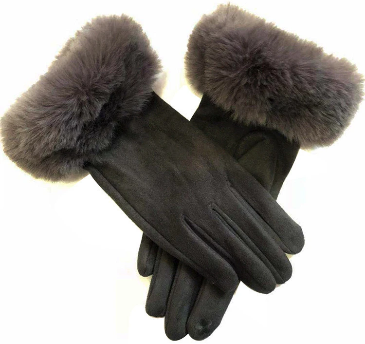 Women Full Fingers Faux Suede Warm Gloves Touch Screen Winter Mittens Mittens Driving Ski Riding Gloves
