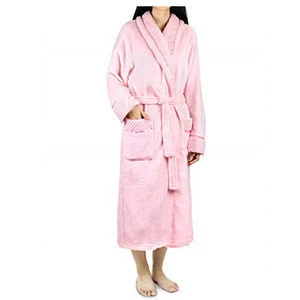 Women Hotel Bath Robe Wholesale Fleece Robe Sleepwear Wrap Plush Robe with Belt
