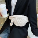Women Quilted Chevron Waist Bag Fashion Chest Bag PU Leather Fanny Pack Stylish Waist Pouch with Adjustable Strap