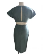 Women's suede v-neck dress with low back and waist