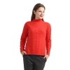 Womens fashion solid color wool sweater,100% pure women cashmere red high neck sweater