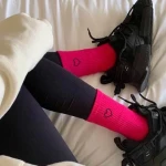 Womens Medium or Long Dress Socks Trendy Solid Color Anti-Slip Logo Design Versatile for Sports and Fashion for Men and Women